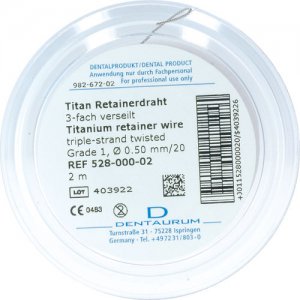 Titan Retainerdraht, 3-fach verseilt, Grade 1, 0,50 mm / 20, Packung à 1 Stück