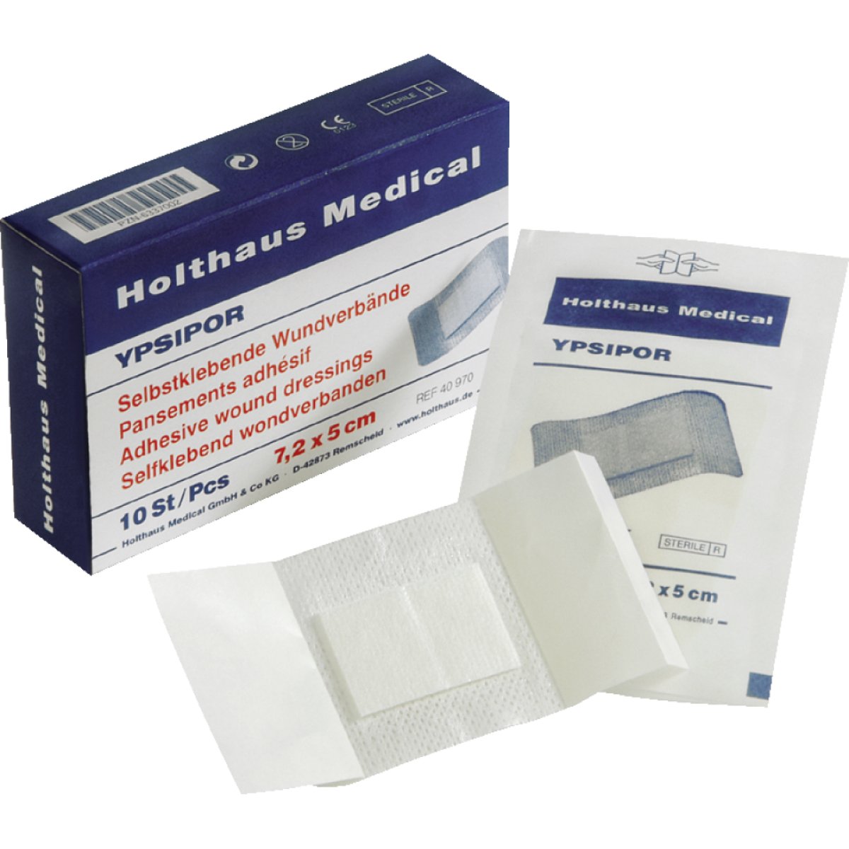 Holthaus Medical Wundverband YPSIPOR, weiß, steril verpackt, 10x10cm,  10/VE, 10 Stück
