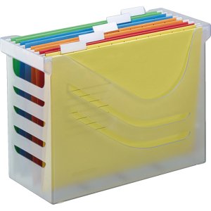 Pendler Hängemappenbox,transparent, mit Tragegriffen, inkl. 5 DIN A4 Hängemappen, 1 Stück