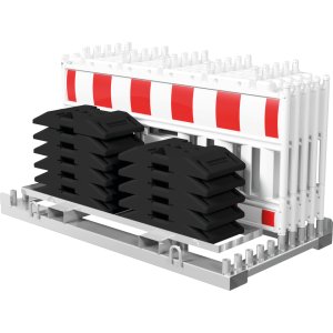 Baustellensicherung-Komplett-Set, rot/weiß, 10 Zaunelemente mit Zubehör, Typ 1, 1 Stück