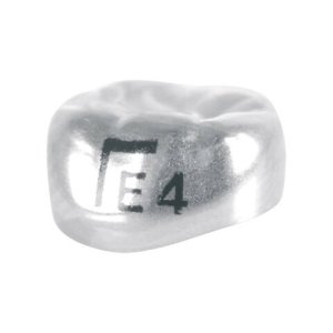 Edelstahlkronen, Milchmolar, UK 2, links, ELL4, ⌀ mesial/distal 9.8, Packung à 5 Stück