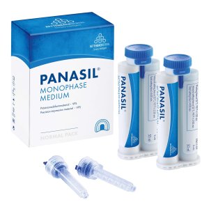 Panasil monophase, Einphasen-Abformmaterial, Medium, 2 Doppelkartuschen à 50 ml