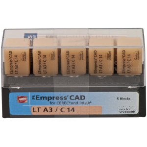 IPS Empress CAD, Glaskeramik-Block, für Cerec/inLab, leuzitverstärkt, LT, C14, A3, Packung à 5 Stück
