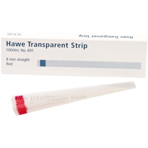 Hawe Strips, gerade 691, 8 × 100 mm, rot / transparent, Packung à 100 Stück