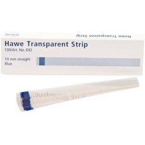 Hawe Transparent Strips, 100 × 10 mm, blau, Packung à 100 Stück