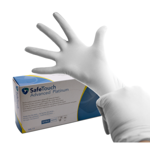 SafeTouch Advanced, Platinium Nitril-Handschuhe, weiß, puderfrei, Größe S, Packung à 100 Stück