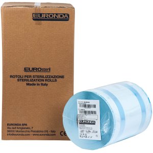Eurosteril Sterilisationsfolie, 250 × 50 mm mit Falte, Rolle à 100 Meter