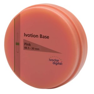 Ivotion Base, CAD/CAM, PMMA, 30 mm, ⌀ 98,5 mm, pink, Packung à 1 Stück