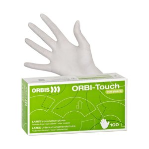 ORBI-Touch Handschuhe eco plus IC, texturiert griffig, S, weiß, Latex, puderfrei, Packung à 100 Stück
