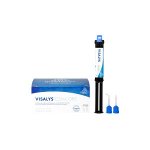 Visalys CemCore Opaque Normal pack: 1 x 5 ml, 10 Mischkanülen blau spitz, 10 Mischkanülen blau stumpf, 6 Intraoral tips, 4 Endo tips