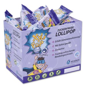 miradent XyliPOP Lollipop, 6 g, Blaubeere, Packung à 50 Stück